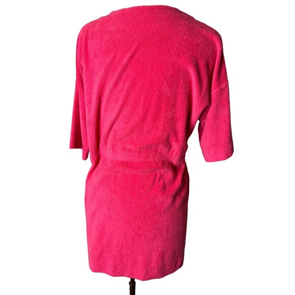 Vintage Shadowline Pink Terry Cloth Wrap Robe Small Mini Boho Barbie - Picture 4 of 11